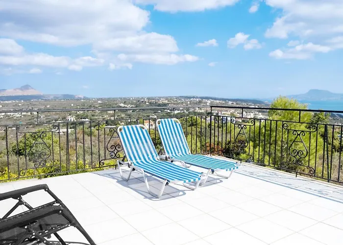 Villa Afroditi In Chania Near Airport With Private Pool, Free Wi-Fi, Souda Bay Views, Garden Oasis